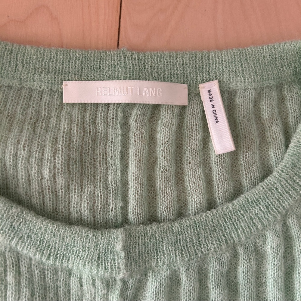 Helmut Lang Mint Green Wrap Button Alpaca Sweater - Picture 5 of 8